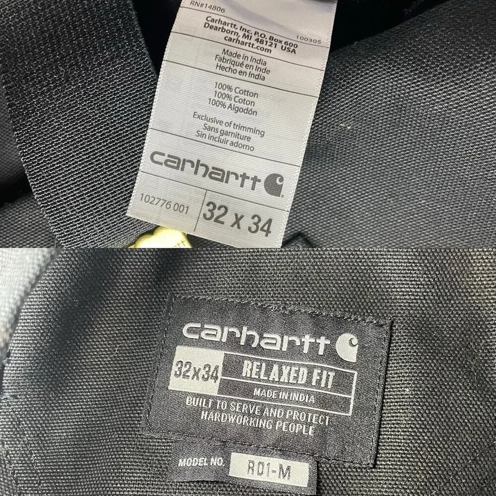 Carhartt Black Work Overalls Bib Pants